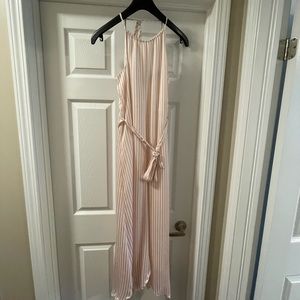 Pink and white striped long dress